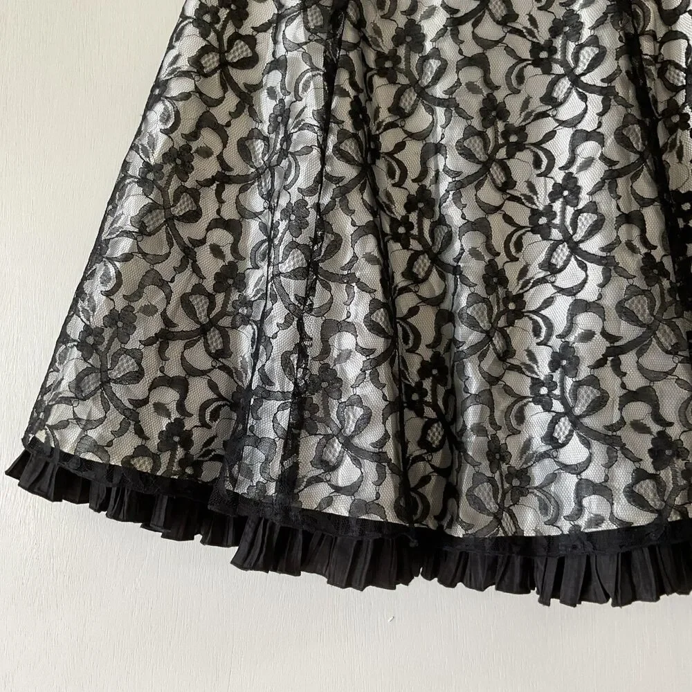 Vintage Jessica McClintock Gunne Sax Dress Sz 7 Black Lace Corset Whimsi Goth